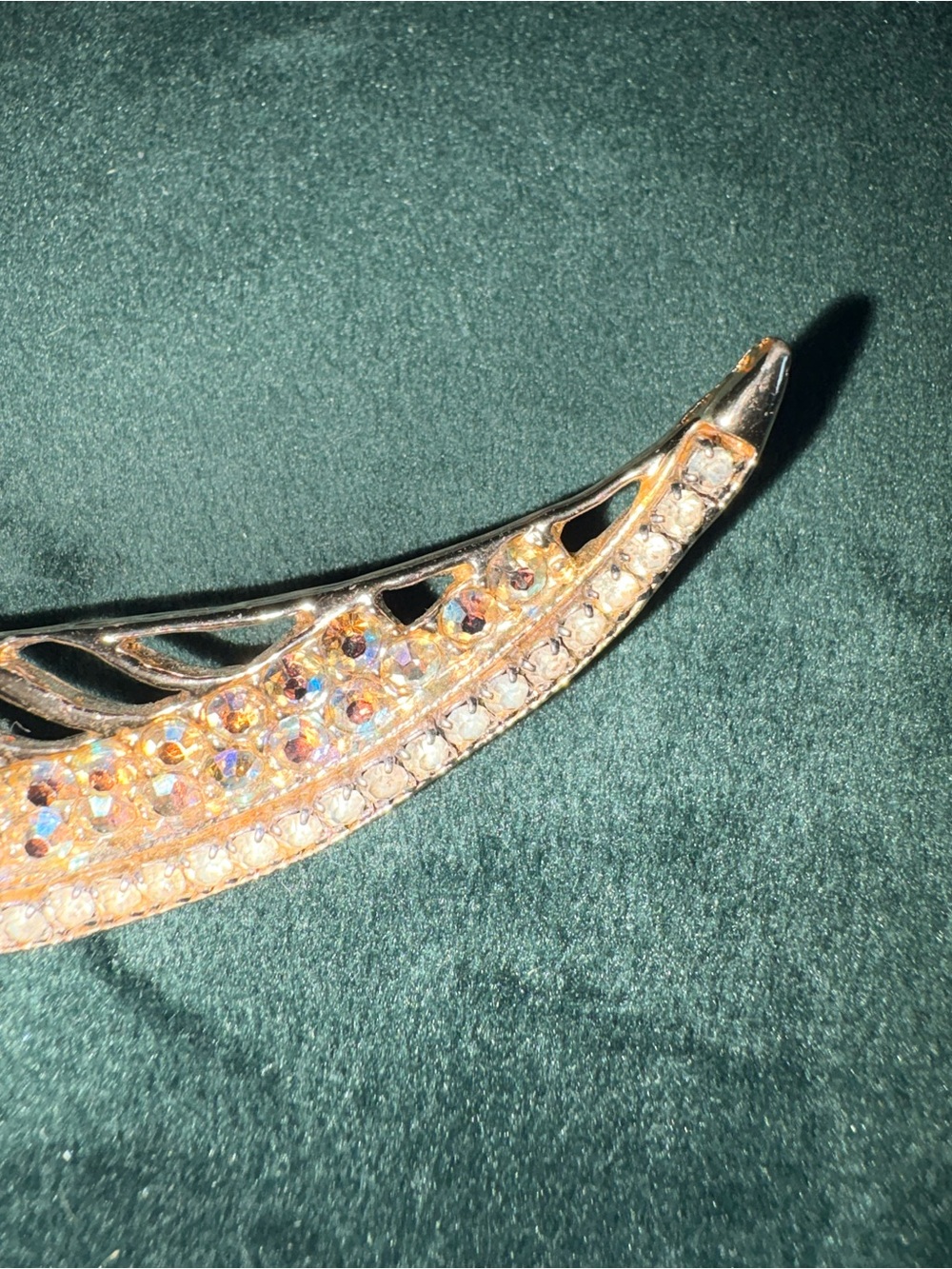 Mid-century Rhinestone Feather Brooch - Picture 5 of 8